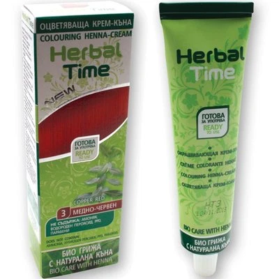 Herbal Time Bio Henna Haarfarbe Creme Color Pflanzen Kupferrot Haarfärbemittel - Bild 1 von 2
