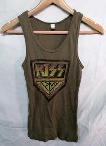 Vintage 2010 Tour Damen Kiss Army Tank Top American Apparel Khaki Weste Größe L - Bild 1 von 9