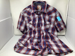 Ruff Hewn Shirt Mens XXL Short Sleeve Multicolor Plaid Button Up Pockets - Picture 1 of 1