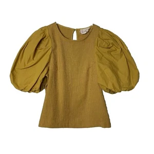 By Anthropologie Puffärmel Bluse Struktur Gold Damen XS Boho - Bild 1 von 13