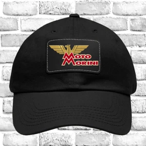 Moto Morini Motocicleta Ajustable Negro Papá Sombrero Gorra con Parche de Cuero - Imagen 1 de 2