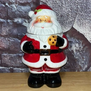 Santa Claus Holdiday a Cookie Festive Holiday Christmas Treat Cookie Jar 10" - Picture 1 of 8