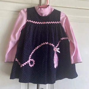Goodlad Girl’s Size 4 Ballet Corduroy Blue Pink Jumper Dress Long Sleeve Top - Picture 1 of 8