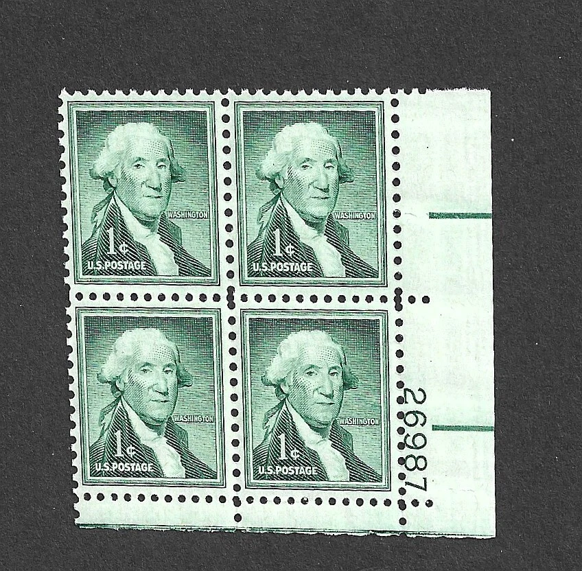 US STAMP 1031 PLATE BLOCK Mint NH OG 1c WASHINGTON GREEN FREE SHIP - Image 1 of 1