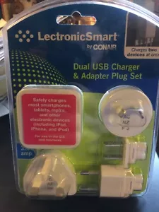 CONAIR -Lectronic Smart LS6AD Dual USB Charger and Adapter Set - Picture 1 of 2