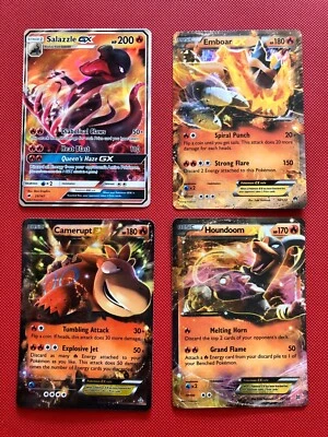 4x Pokemon Cards Salazzle 25/147 Emboar 14/122 Camerupt 29/160 Houndoom  21/162 - Image 1 of 4