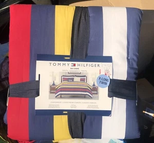 Tommy Hilfiger Retired BAY STRIPE Cotton 2pc TWIN X LONG Comforter Set SALE - Picture 1 of 4