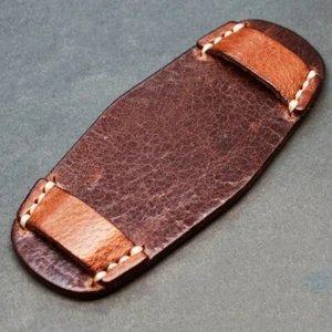 Handmade Vintage Leather Bund Pad 18-26mm veg tanned cuff for watch straps - Picture 1 of 7