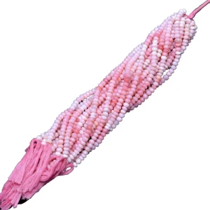 Natural Peruvian Pink Opal Faceted Roundel 4 MM Beads Strand, Pink Opal Gemstone - Picture 1 of 4