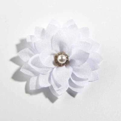 Flores de tela de loto-5,5 cm centro de perlas hechas a mano flor floral para diadema 10 piezas Foto 1 de 4
