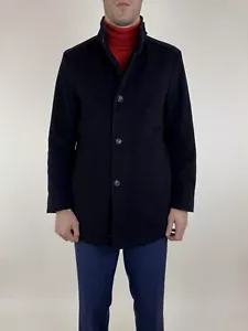 SCHNEIDERS Wool Coat Zipper Sport Peacoat Coat Mens Size 52 - Picture 1 of 16