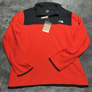 The North Face TKA Glacier Fleece 1/4 Zip Red Black Men’s XL - Picture 1 of 6