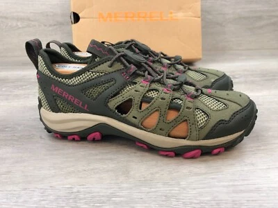 Merrell Accentor 3 Mujer Senderismo Tenis 5 Cuero Verde Senderismo Aire Libre Zapatos Foto 1 de 4