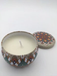 100% Soy Wax Candle Vanilla Ice Cream Cute Mandala Tin Small Gift 2.5oz Gift - Picture 1 of 4