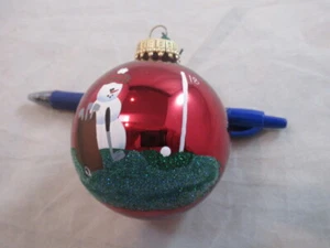 Handbemalter Weihnachtsschmuck Schneemann Golf spielen 2002  - Bild 1 von 2