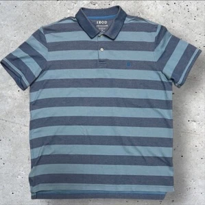 Izod Men’s Blue Striped Advantage Performance Natural Stretch Polo Shirt, XL - Picture 1 of 11