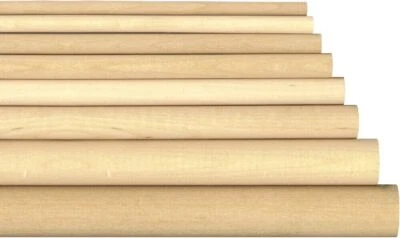 30cm Birch Wood Dowels Solid Wood Craft Sticks Dowel Rods Diameter 3mm to 12mm