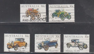 AUSTRALIA : 1984 - USED - SCOTT # 892 a-e CPLT. SET OLD CARS - Picture 1 of 1