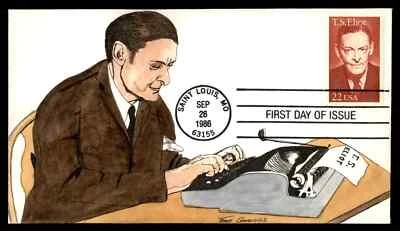 2239 22c Stamp (1986) THE THOMAS STEARNS ELIOT FDC FROM FRANS M. GEERLINGS - Image 1 of 2