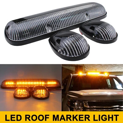3Pcs Amber LED Cab Roof Marker Top lights For Chevrolet Silverado 1500 2500 3500 - Image 1 of 4