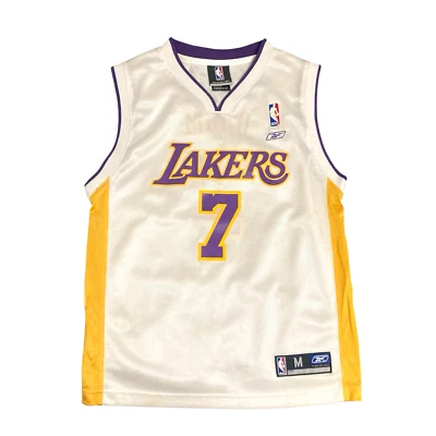 Camiseta deportiva Reebok NBA Lamar Odom #7 LA Lakers juvenil mediana (10-12) blanca/dorada/púrpura Foto 1 de 4