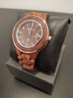 Reloj Bewell Correa Madera Nueva Madera Nunca Usado Funciona Fecha Analógica Foto 1 de 4