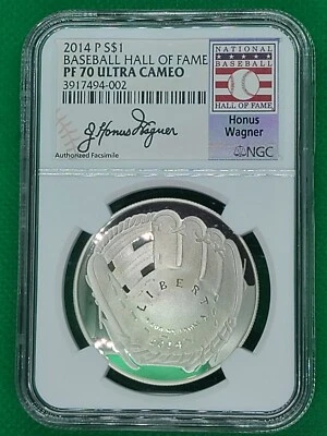 2014 P $1 Baseball Hall Of Fame. PF70 Honus Wagner NGC - Image 1 of 4