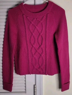 Antonio Melani Pink Sweater Wool Cable Knit Womens Pullover Crew Neck Size ?XS - Image 1 of 4