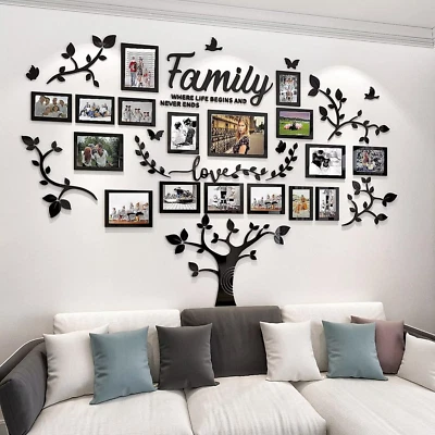 DIY Wall Decor Living Room Family Tree Wall Decor Sticker 3D Picture Frames Coll - Image 1 of 4