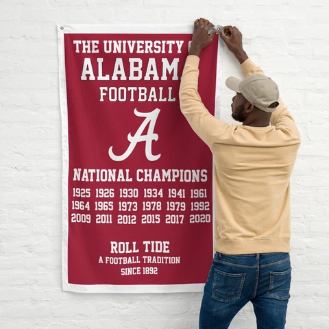 Premium Flag Alabama Football Crimson Roll Tide 3x5 ft Banner National Champions Cover
