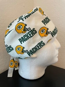 Cotton scrub hat cap Green Bay Packers | tie back w/adjustable elastic - Picture 1 of 4