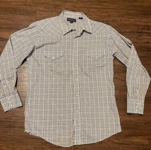 Panhandle Slim Men's Western Long Sleeve Pearl Snap Shirt Brown/Blue 16/ 34 - Picture 1 of 7