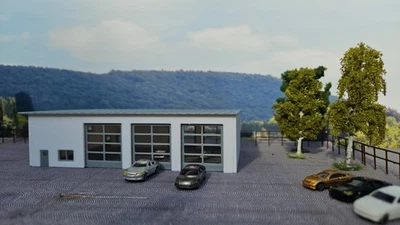 Fahrzeughalle N mit Schiebetoren und  Bürotrakt Spur N  1:160 - Bild 1 von 4