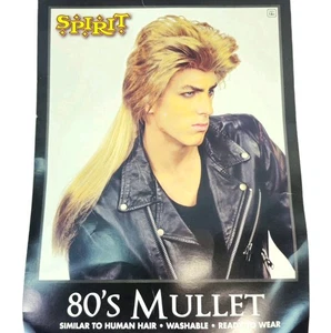 80's Mullet Hair Wig Dirty Blonde Wavy Rocker Spirit Halloween Costume 24" Long - Picture 1 of 7