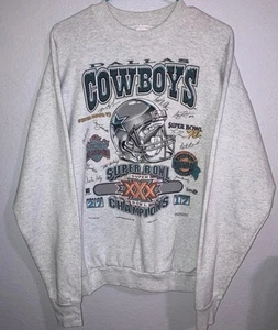 Dallas Cowboys Vintage All Superbowl Wins Champions grau Sweatshirt signiert Gr. XL - Bild 1 von 10