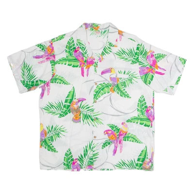 BAREFOOT IN PARADISE Mens Hawaiian Shirt White Floral L - Image 1 of 4