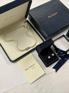Juego de collar y pendientes de perlas de oro amarillo de 14 quilates Blue Lagoon de Mikimoto - Imagen 1 de 11