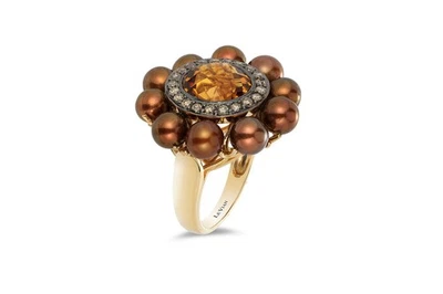LeVian 14K Yellow Gold Cocktail Ring w/ 4.93 TCW Orange Citrine & Diamond Size 5 - Изображение 1 из 4