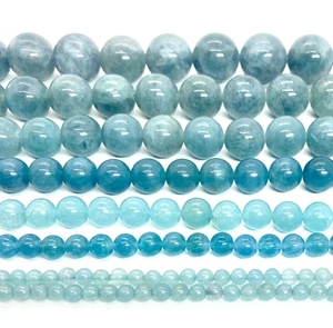 Blau Kristall Quarz Runde Perlen 4 mm 6 mm 8 mm 10 mm 12 mm 14 mm 16 mm 15,5 Zoll - Bild 1 von 9