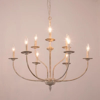 Araña de campo francesa, araña blanca antigua de granja de 2 niveles y 9 luces,... Foto 1 de 4