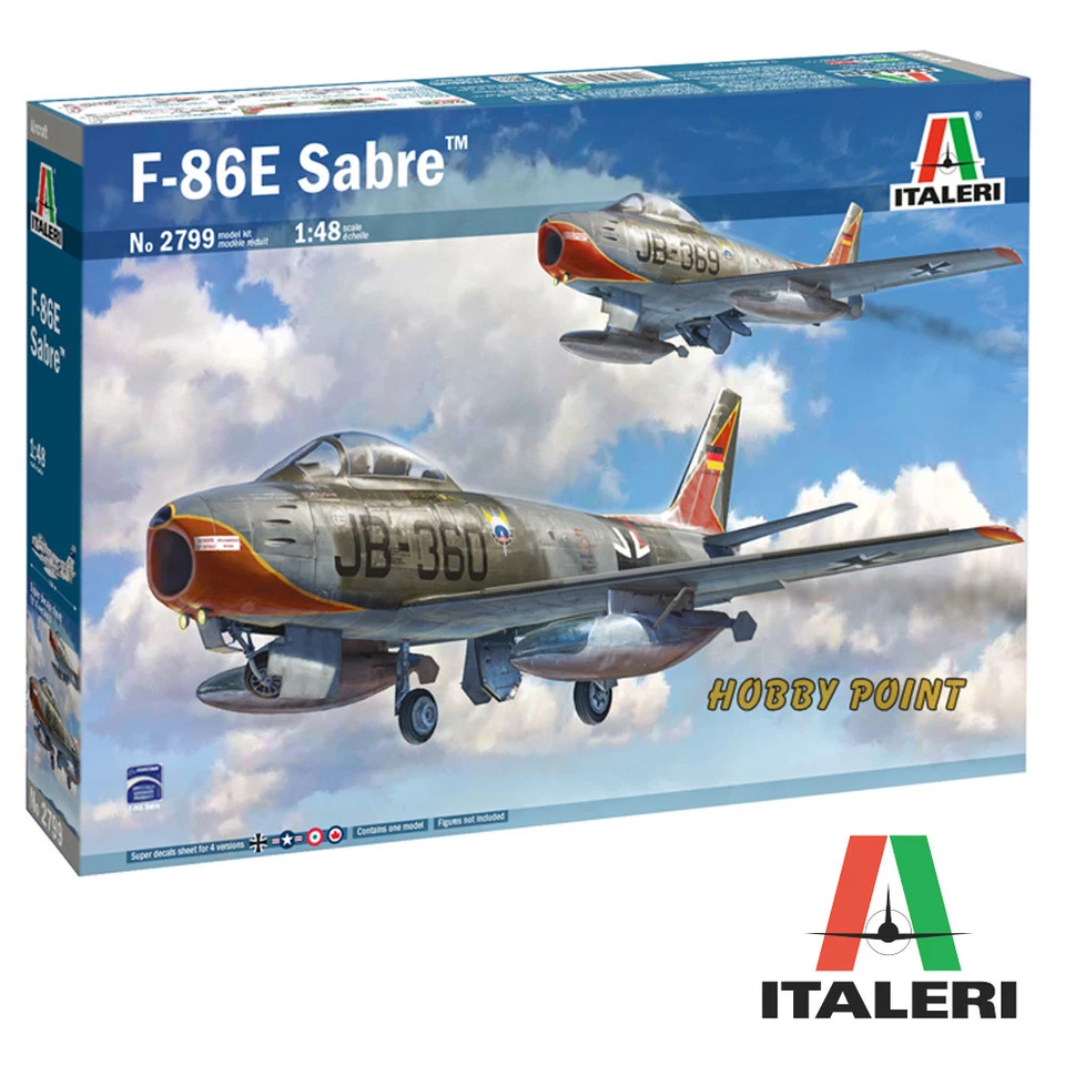 AEREO MILITARE F-86E SABRE SCALA 1/48 KIT MONTAGGIO ITALERI 2799 - Immagine 1 di 1