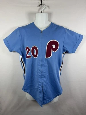 Vintage 70s Mike Schmidt Philadelphia Phillies Powder Blue Wilson Jersey Zip 40 - Image 1 of 4