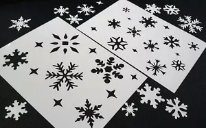 #S SCHNEEFLOCKEN Weihnachten Schablonen Set Winter Kartenherstellung Sammelalbum wiederverwendbar Mylar Schnee - Bild 1 von 1