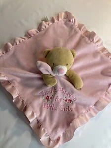Baby Starters Thank Heaven for Little Girls Pink Bear Lovey Rattle Crib Security - Picture 1 of 3