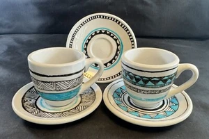 2 Coffee Bar by Konitz Espresso Porcelain Cups & Saucers (+extra Saucer) - Picture 1 of 13