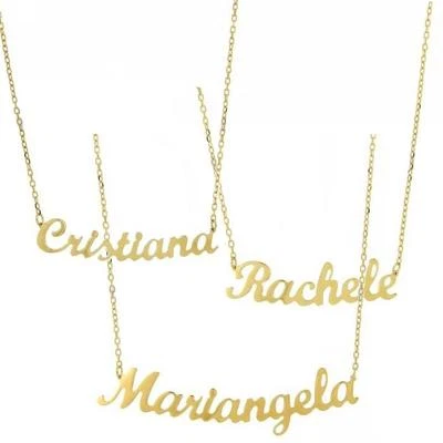 Collana donna rolo'con nome argento 925 placcato oro -spedizione gratis in 7 gg- - Immagine 1 di 2