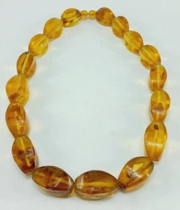 Bernsteinkette Vintage groß facettiert Naturbernstein cognac honigfarben 97g - Bild 1 von 19