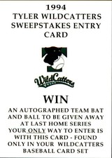 1994 Tyler Wildcatters Collect-A-Sport #30 Sweepstakes Entry Card - NM Card