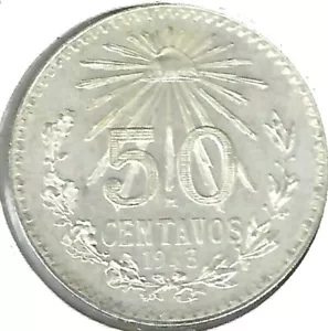 1943 Mexiko unzirkulierte 50-Centavos-Silbermünze - Bild 1 von 2