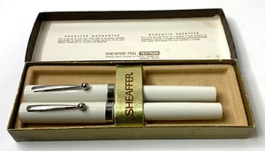 Vintage Sheaffer Ballpoint Pen and Marker Set - White / Boxed - Picture 1 of 9